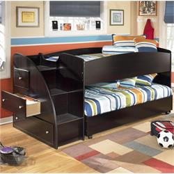 Embrace Merlot Youth Bed with Trundle and Steps B239-13L-68B-68T Image