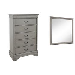 Kordasky Gray 5 Drawer Chest with Mirror  B394-36-46 Image
